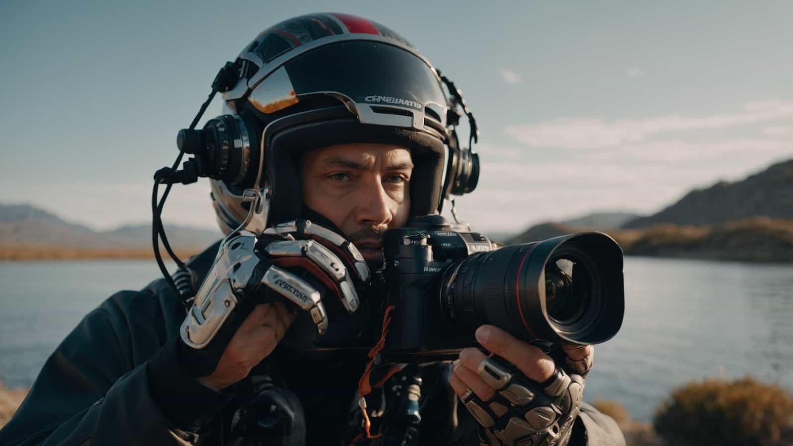 Man with helmet and camera 