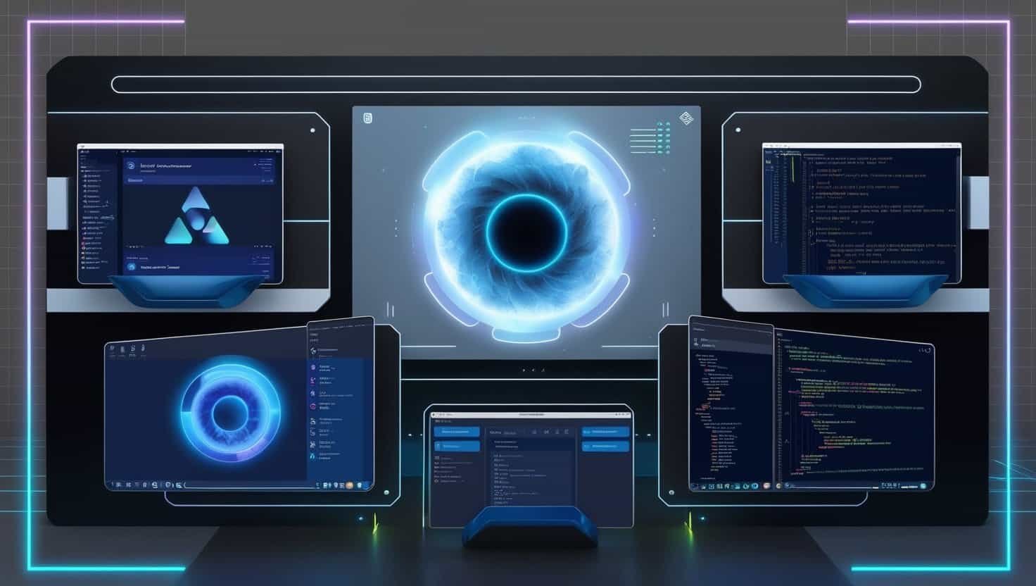 Computer screens with coding
