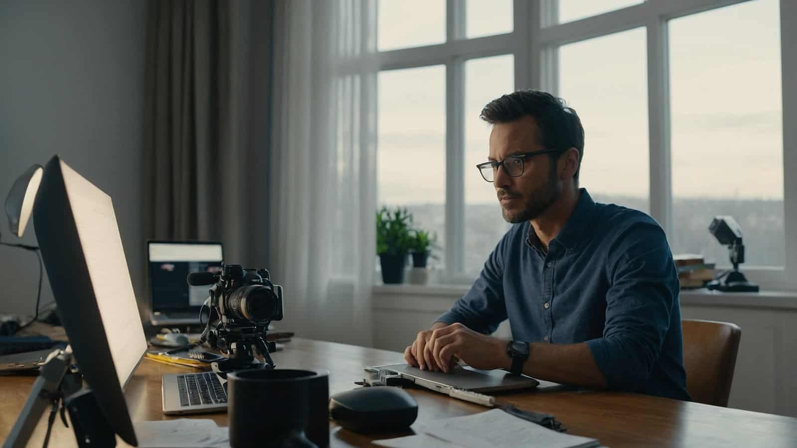 Man creating an online course