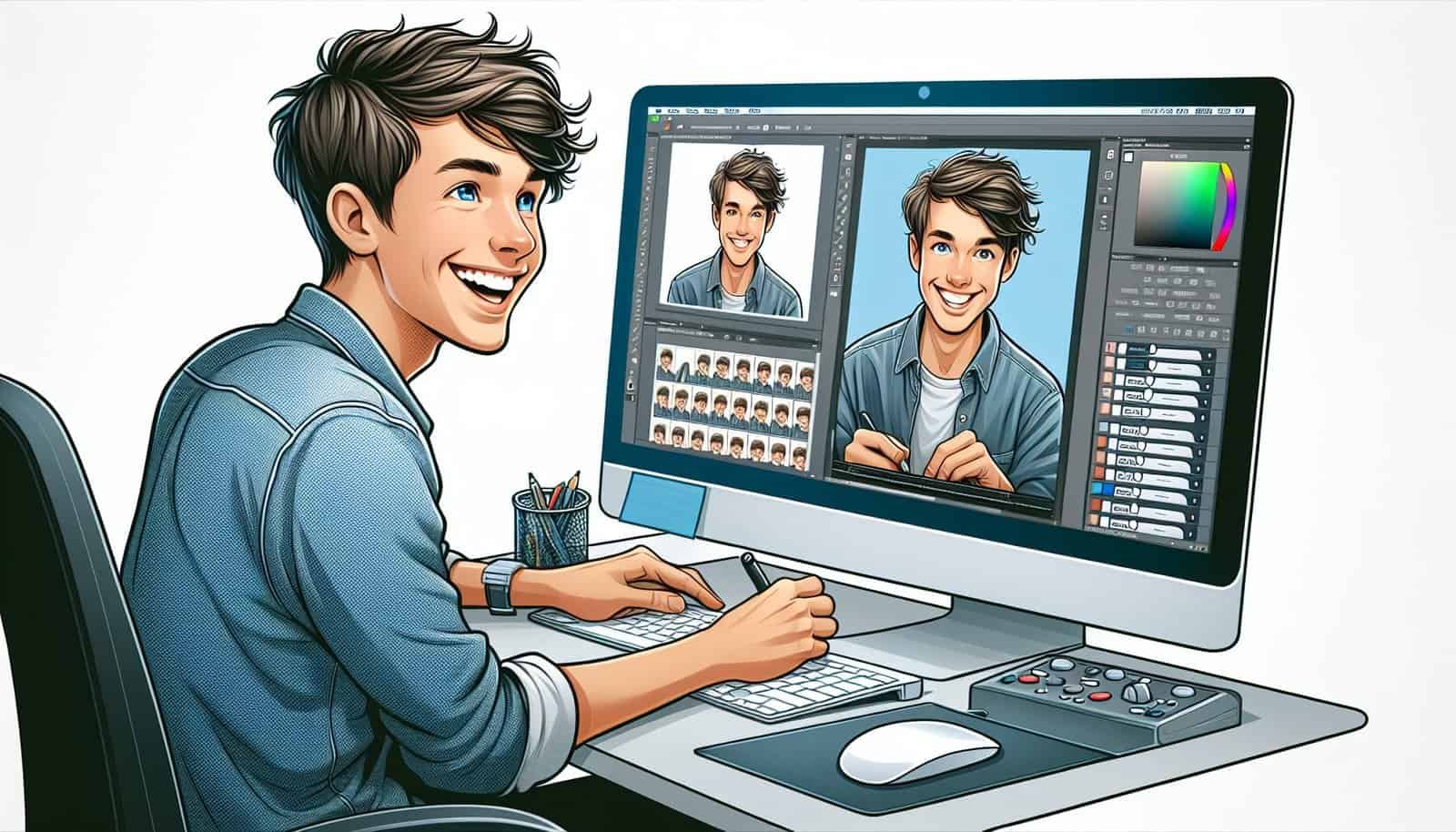 a man using a computer