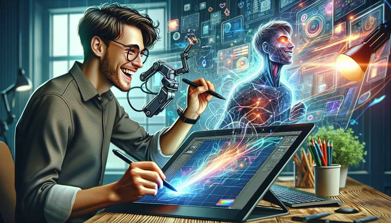 a man using a tablet and a stylus