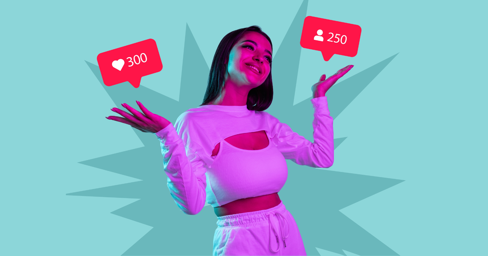 Woman with likes and followers