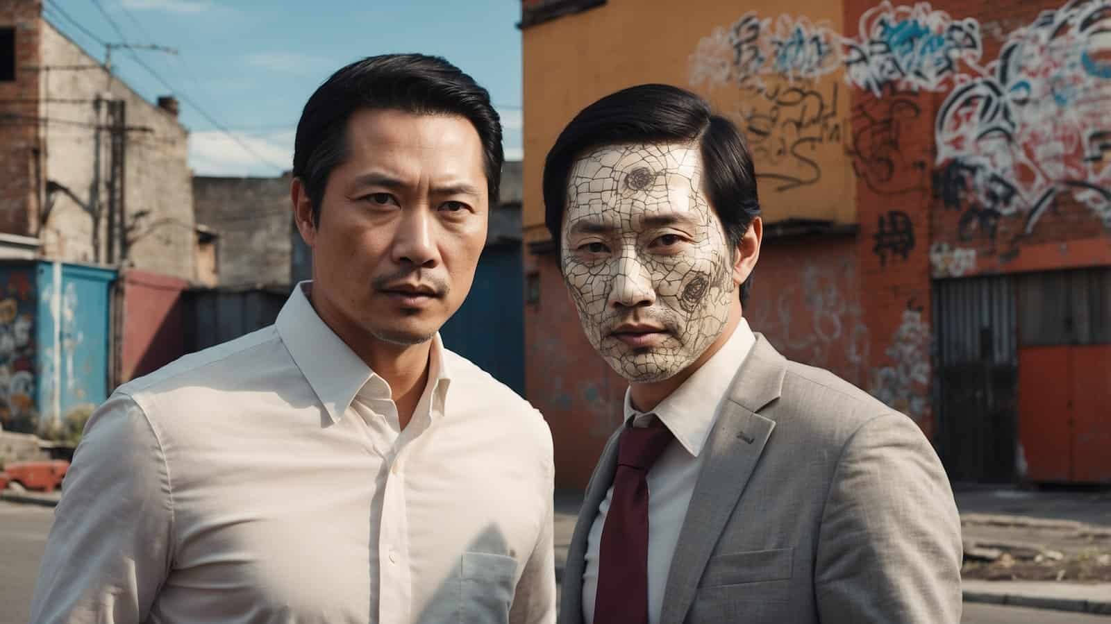 Man and clone with face swap
