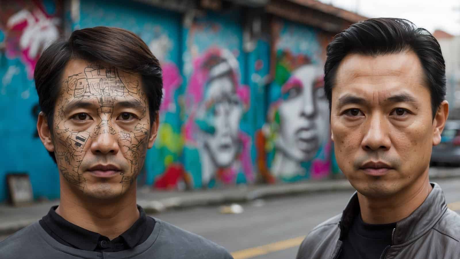 Man and clone with face swap