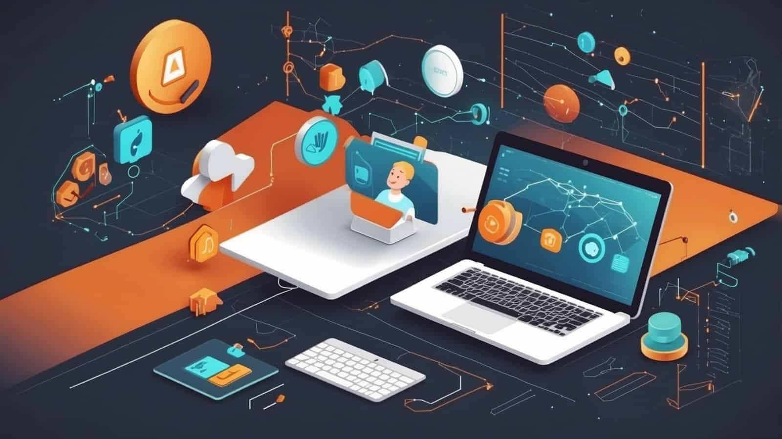 Laptop and website traffic icons