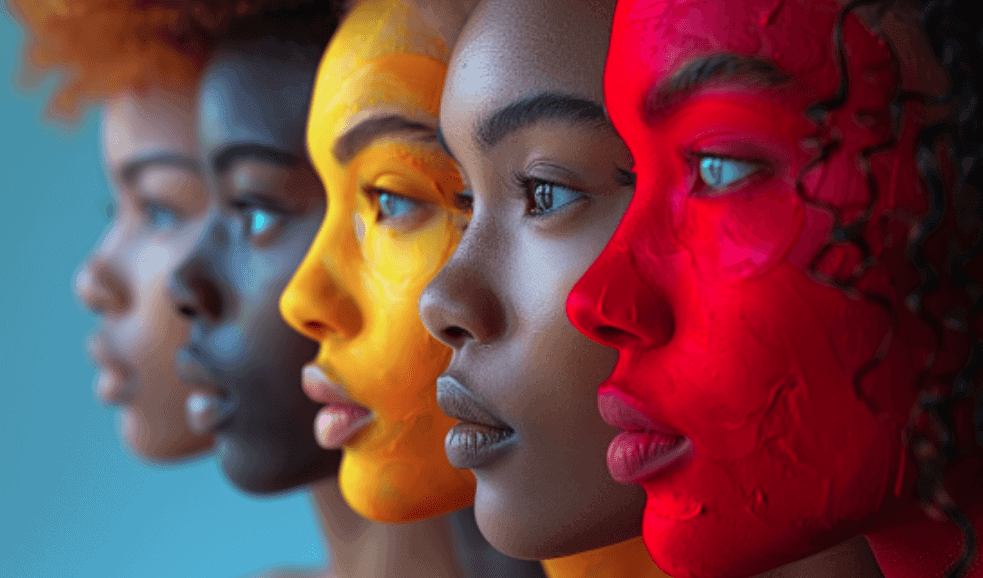 4 faces of a the same woman