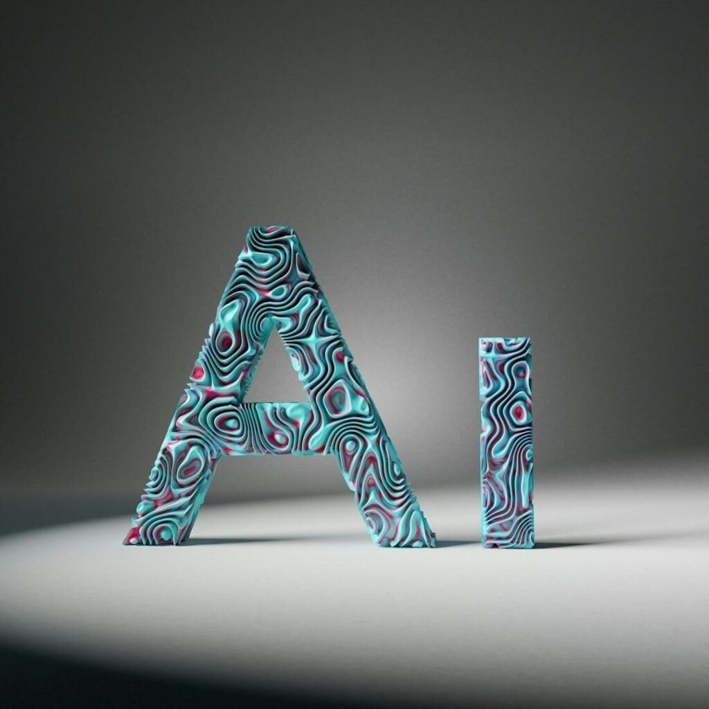 the letters are made up of different shapes AI marketing